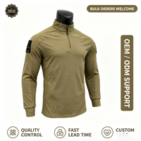 Camiseta Táctica de Forro Polar con Media Cremallera, Manga Larga, Cuello Alto, Transpirable, para Senderismo, Caza, Entrenamiento, Pullover Táctico