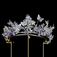 Baroque alliage couronnes diadèmes femmes mariée papillon cristal diadème fête fiançailles mariage cheveux accessoires