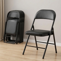 Chaise de salle à manger portable en métal, pliable, imperméable, avec dossier et assise rembourrée, pour l'intérieur et l'extérieur