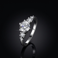 Bague de fiançailles ajustable en argent S925 avec moissanite GRA 1 carat couleur D VVS1, passe le test du stylo, pour femme