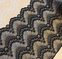 Bande de dentelle élastique large personnalisée en stock, fabriquée en tissu maillé, dentelle élastique large noire et blanche pour vêtements