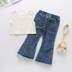 Gilet Top abiti Jean pantaloni set di <span class=keywords><strong>abbigliamento</strong></span> per ragazze moda neonata abiti europa ragazze set per bambini - Product Image 2