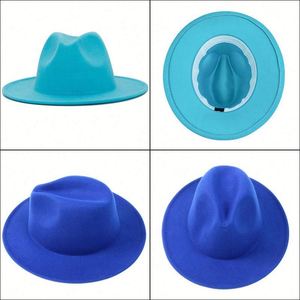 Wool Felt Flat Top Cap Dress Panama Wholesale Wide Brim Women <b>Hat</b> Winter Luxury Man <b>Hats</b> <b>for</b> Party Promotion Gift - Product Image 2