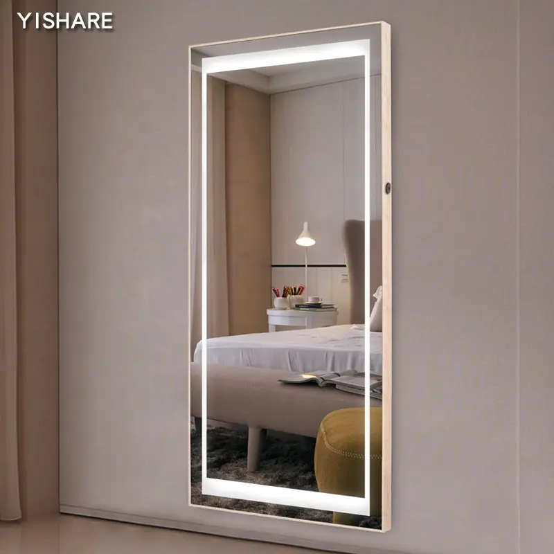 YISHARE Hot Selling Hotel House Decoration Wall Mounted Mirror Furniture Illuminated Smart Led Dressing Mirror With Light