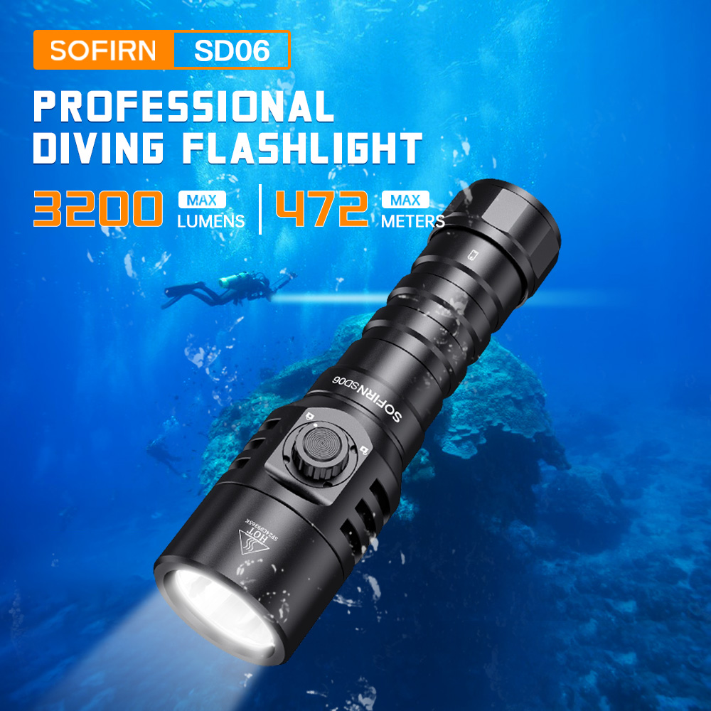 Sofirn SD06 3200LM Rechargeable Dive LED Flashlight - IPX68