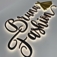 Señalización de logotipo personalizado con letras LED retroiluminadas 3D acrílicas de acero inoxidable para escaparates comerciales