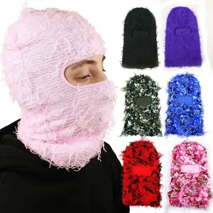 All'ingrosso passamontagna invernale da esterno in maglia erbosa con passamontagna personalizzato con maschera da sci