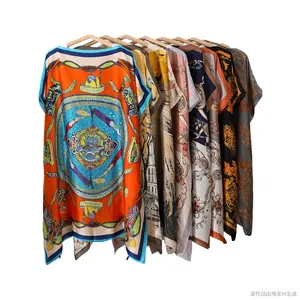 Fashion Tippet Wrap Shawls Oversize Imitated Real Silk Ponchos Loose Clothing For Ladies Supplier Wholesale