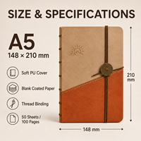 Carnet de voyage personnalisable haut de gamme fait main A5, couverture souple en PU, reliure filée, 100 feuilles pour journal de voyage et croquis