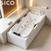 Baignoire SPA moderne autoportante en acrylique avec jets d'air et robinet de douche, baignoire de massage