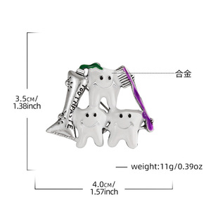 Creative Unique Funny White <strong>Teeth</strong> Brooch Versatile Accessory for <strong>Jewelry</strong> Bags Coats Popular Toothbrush Toothpaste - Product Image 4