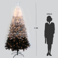 Arbre de Noël artificiel en PVC blanc et noir de 7.5ft 1460 Tips avec lumières blanches chaudes