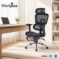 Chaise de bureau noire réglable en hauteur avec appui-tête et roulettes, pour ordinateur, fournisseur en gros, export