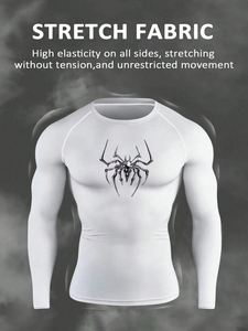 Camiseta Deportiva de Compresión para <span class=keywords><strong>Hombre</strong></span>, Manga Larga, Cuello Redondo, Transpirable, <span class=keywords><strong>El</strong></span>ástica, para Entrenamiento en Gimnasio, Levantamiento de Pesas y Running - Product Image 3