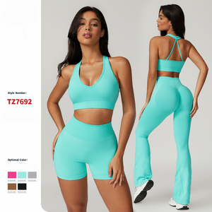 Gran oferta <span class=keywords><strong>de</strong></span> <span class=keywords><strong>ropa</strong></span> <span class=keywords><strong>deportiva</strong></span> para mujer, chándal liso, informal, dos piezas, sujetador Sexy, mallas holgadas, pantalones cortos, conjunto <span class=keywords><strong>de</strong></span> Jogger, conjuntos <span class=keywords><strong>de</strong></span> Yoga personalizados para mujer - Product Image 1