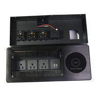 Prise de courant de bureau escamotable 3 prises 2 ports USB avec charge rapide sans fil 18W pour tables de conférence, prise US 10A