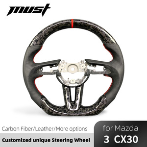 Accesorios para Automóvil <span class=keywords><strong>Mazda</strong></span> 3 CX30 MX30 CX50, Volante Personalizado de Fibra de Carbono Forjado y Cuero Perforado Alcántara 2019-2024 - Product Image 2
