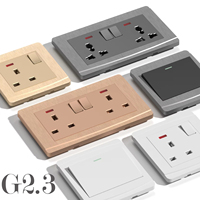 Prise électrique industrielle double (2 gang) en plastique, norme britannique 13A, avec voyant lumineux et interrupteur, courant nominal 15A/16A
