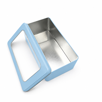 Boîte en métal rectangulaire personnalisée avec fenêtre pour biscuits, chocolats, couvercle transparent, conteneur alimentaire de qualité alimentaire