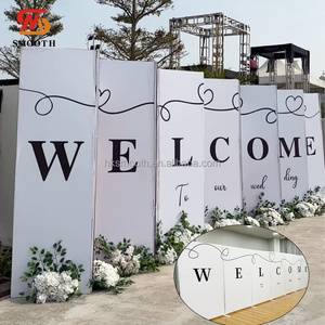 SMOOTH Welcome Custom Printed Fabric Partition <b>Screen</b> Metal Stand Arch with Fabric stand for Wedding Entrance Reception Decor - Product Image 1