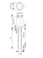 LED traversante 5 mm ronde rouge vif 15000 Mcd avec longueur d'onde 620-630 nm et angle de vision de 15° pour projet électronique