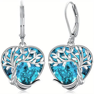 Eleganti orecchini a goccia con cristalli a forma di cuore per donna, in argento 925, romantici, da indossare tutti i giorni, con montatura a castone, tono oro bianco - Product Image 4