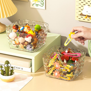 Desktop Storage <b>Box</b> Large Capacity Transparent <b>Hair</b> <b>Accessory</b> Jewelry Organizer With Lid <b>For</b> Desk Use - Product Image 2