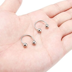 G23 Titanium Wholesale <strong>Nose</strong> Horseshoe <strong>Ring</strong> with Plain <strong>Balls</strong> 16G Nipple <strong>Rings</strong> Piercing Ear Cartilage Tragus Body Jewelry Piercing - Product Image 6