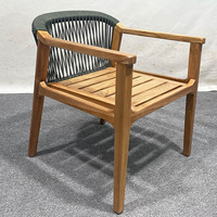 Chaise de salle à manger d'extérieur portable moderne en teck et corde pour villa, cour, école et parc