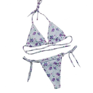 Bikini de Tanga con Estampado Tropical 2025, con Lazos Laterales, Flores de Ganchillo 3D, Personalizable, Talla XL, Shorts de Baño, Servicio OEM, Shorts Triangulares - Product Image 1