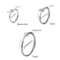 Boucles d'oreilles créoles en cuivre sans perçage, fausses boucles d'oreilles non percées pour femmes et hommes, créoles factices multi-tailles de 11 mm à 60 mm