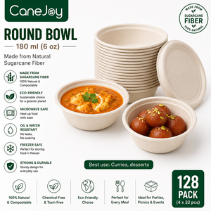 Canejoy CJ-6 Bagasse Bowl Eco-Friendly Compostable Disposable Microwave Safe <b>Freezer</b> Safe Heavy Duty 180ml Party Use 50 Pcs/<b>Pack</b> - Product Image 4