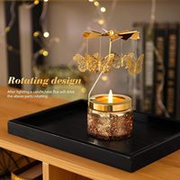 Ensemble cadeau de bougies aromatiques en pot avec lanterne rotative, bougie décorative en cire de soja à parfum longue durée, porte-bougie décoratif