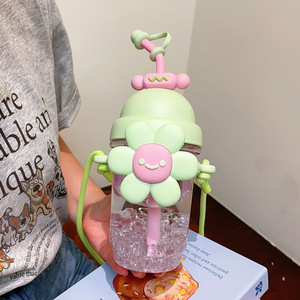 Cute Girls 700ml Sunflower Juice <strong>Drinking</strong> Cup Leakproof Bpa Free Travel Plastic School Kids Water <strong>Bottle</strong> with <strong>Straw</strong> - Product Image 6