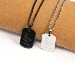 Collar <span class=keywords><strong>de</strong></span> acero inoxidable para hombre con cadena <span class=keywords><strong>de</strong></span> eslabones, nuevo diseño, etiqueta rectangular <span class=keywords><strong>de</strong></span> frase inspiradora grabada personalizada para niños - Product Image 4