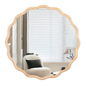 Espejo Ondulado de Madera Maciza - Espejo de Vanidad de Madera Natural para Decoración de Pared <span class=keywords><strong>31</strong></span>" X <span class=keywords><strong>31</strong></span>" Espejo Moderno para Decoración de Pared - Product Image 6