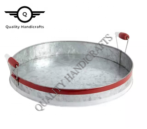 Plateau de service en acier alvanisé de haute qualité avec poignée en métal Ustensiles de cuisine pour hôtels et restaurants d'Inde par Quality Handicrafts - Product Image 3