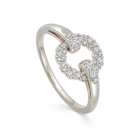 Bague en Argent 925 et Or Recyclé 14K avec Diamants CZ en Forme de Boucle, Bague à Grappe de Diamants Tournante, Bijou de Luxe
