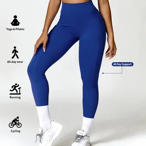 Custom Nylon Workout Clothings High Waisted Slimming Yoga Pants Scrunch Ass Butt Lifting Women Yoga Leggings