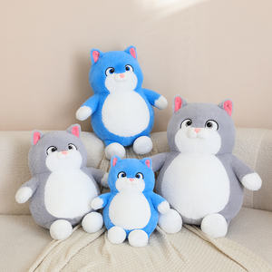 Neu eingetroffen: Plüschiges, dickes blaues Katzen-Stofftier – Heimdekoration, Kindergeburtstagsgeschenk, weiche graue, dicke sitzende Katzenpuppe - Product Image 6