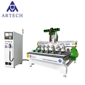 Multi head 1625 4 axis cnc router engraving machine with rotary device