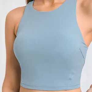 High Quality Sleeveless Yoga Sports Vest Breathable Seamless Fitness High Neck Sports Bra For Women