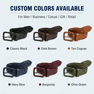 <span class=keywords><strong>Ceinture</strong></span> en cuir tressé noir pour homme avec boucle <span class=keywords><strong>noire</strong></span> mate, <span class=keywords><strong>ceinture</strong></span> élastique tissée décontractée pour jeans et usage quotidien en gros - Product Image 2