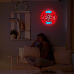 En stock : Enseigne néon pompier, enseigne lumineuse LED personnalisée en métal pour décoration murale, enseigne personnalisée pour <span class=keywords><strong>la</strong></span> famille ou pour papa - Product Image 6
