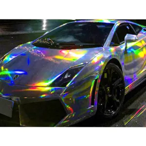 CARLAS Laser Chrome Holographic Rainbow Vinyl For Motorcycle Whole Body Wrapping Used Car Stickers Car Film