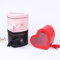 Vente chaude Double Couche PVC Fenêtre Rotative Boîte À Fleurs Saint Valentin Rose Boîte Rose Rouge Noir Préservé UV Fait Papier Cuir
