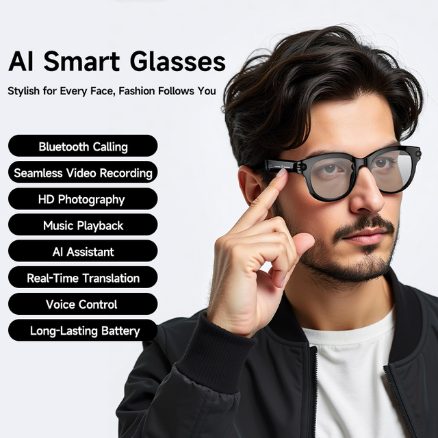 M89 AI Smart Glasses 200W Pixel Camera Video Record AI Chat Real Time Translation Voice Wake BT Touch Eyeglasses