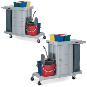 Chariot de nettoyage multifonctionnel pour restaurant et hôtel Chariot de service pour concierge avec serpillière Chariot de blanchisserie pour bar - Product Image 6