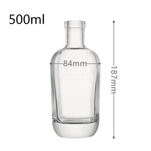 Custom Embossed Logo Premium Eco-friendly Cork Glass Bottles 50cl Square Transparent for Whisky Wine Spirit Liquor Vodka <strong>Tequila</strong> - Product Image 2