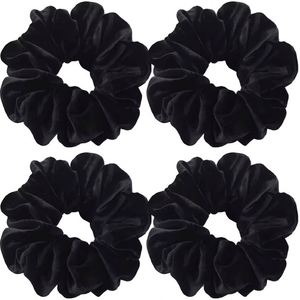 Chouchous en velours noir extra larges de 6 pouces, style euro-américain, élastiques à cheveux épais de qualité supérieure pour femmes - Product Image 4